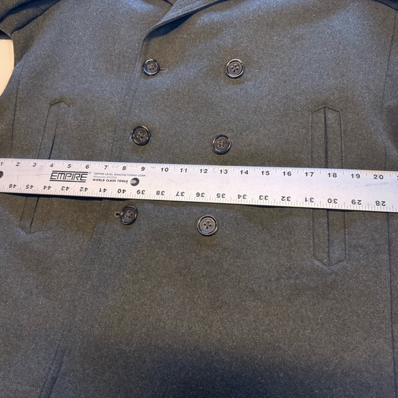 Vintage Banana Republic Men's Olive Double Breasted Pea Coat - Picture 3 of 10